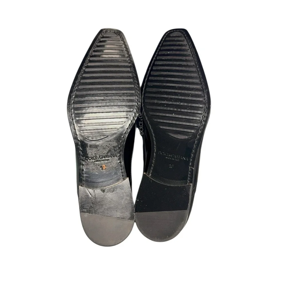 Dolce &‎ Gabbana Black Leather Oxford Cap Toe Shoes Made in Italy Size 10